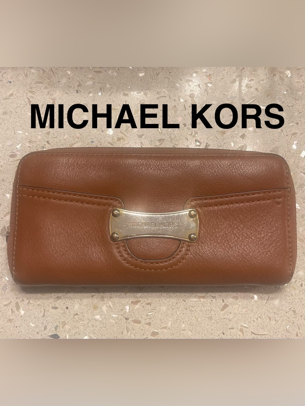 Michael Kors Tan Leather Zip Wallet